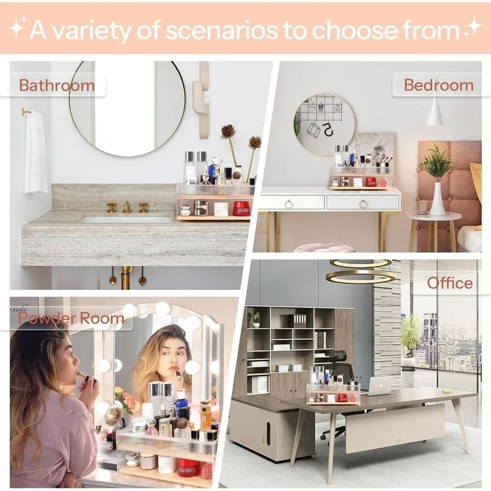 Makeup Organizer with Brush Holder for Vanity